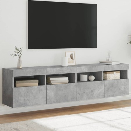 Muebles TV de pared luces LED 2 uds gris hormigón 80x30x40 cm en Muebles TV | Comprar online en Foru.es