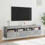 Muebles TV de pared luces LED 2 uds gris hormigón 80x30x40 cm en Muebles TV | Comprar online en Foru.es