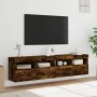 Muebles TV de pared luces LED 2 uds roble ahumado 80x30x40 cm en Muebles TV | Comprar online en Foru.es