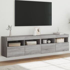 Muebles TV de pared con luces LED 2 uds gris Sonoma 80x30x40 cm en Muebles TV | Comprar online en Foru.es