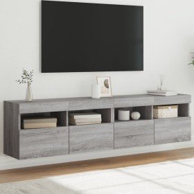 Muebles TV de pared con luces LED 2 uds gris Sonoma 80x30x40 cm en Muebles TV | Comprar online en Foru.es