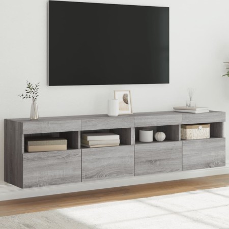 Muebles TV de pared con luces LED 2 uds gris Sonoma 80x30x40 cm en Muebles TV | Comprar online en Foru.es