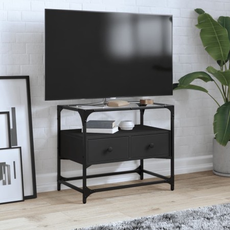 Mueble TV tablero cristal madera ingeniería negro 60x35x51 cm en Muebles TV | Comprar online en Foru.es