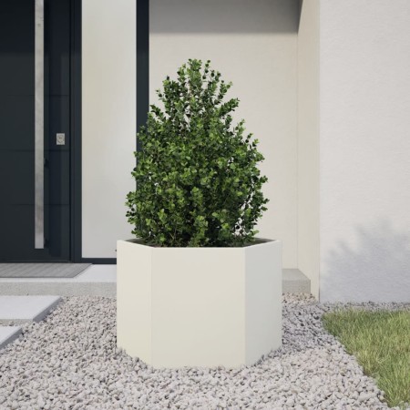 Jardinera hexagonal acero blanco 69x60x45 cm en Macetas y jardineras | Comprar online en Foru.es