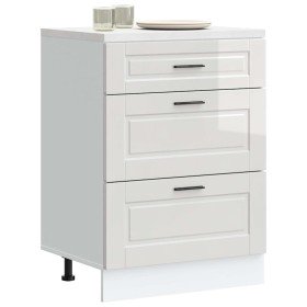 Armario bajo de cocina "Porto" de madera de ingeniería blanco brillante en Armarios de cocina | Comprar online en Foru.es