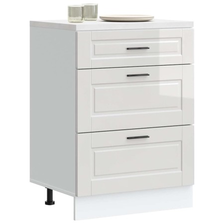 Armario bajo de cocina "Porto" de madera de ingeniería blanco brillante en Armarios de cocina | Comprar online en Foru.es