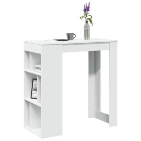 Mesa bar con estantes madera ingeniería blanca 102x50x103,5 cm en Mesas de comedor | Comprar online en Foru.es