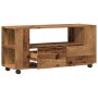 Mueble TV con ruedas madera ingeniería envejecida 102x34,5x43cm en Muebles TV | Comprar online en Foru.es