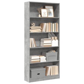 Estantería de madera de ingeniería gris hormigón 80x24x176 cm en Librerías y estanterías | Comprar online en Foru.es