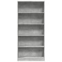 Estantería de madera de ingeniería gris hormigón 80x24x176 cm en Librerías y estanterías | Comprar online en Foru.es