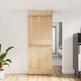 Puerta corredera con herrajes madera maciza de pino 80x210 cm de vidaXL, Puertas - Ref: Foro24-3203027, Precio: 172,03 €, Des...