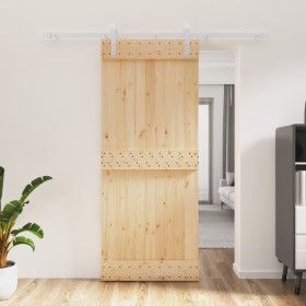 Puerta corredera con herrajes madera maciza de pino 85x210 cm de vidaXL, Puertas - Ref: Foro24-3203028, Precio: 170,49 €, Des...