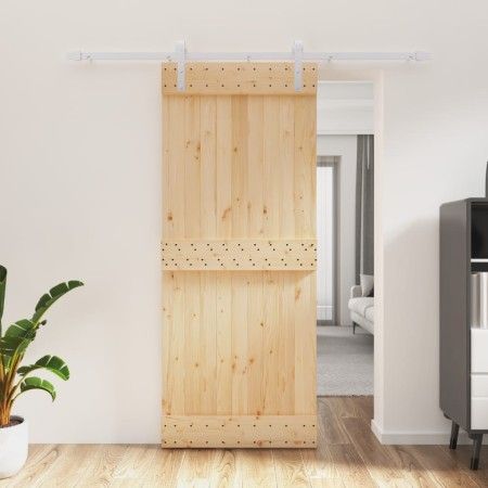 Puerta corredera con herrajes madera maciza de pino 85x210 cm de vidaXL, Puertas - Ref: Foro24-3203028, Precio: 170,49 €, Des...