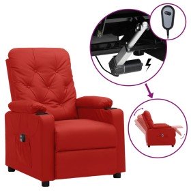 Sillón reclinable eléctrico de cuero sintético rojo tinto en Sillones | Comprar online en Foru.es