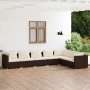 Set muebles de jardín 7 piezas y cojines ratán sintético marrón en Conjuntos de jardín | Comprar online en Foru.es