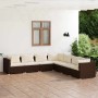 Set muebles de jardín 7 piezas y cojines ratán sintético marrón en Conjuntos de jardín | Comprar online en Foru.es