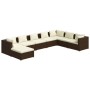 Set muebles de jardín 8 piezas y cojines ratán sintético marrón en Conjuntos de jardín | Comprar online en Foru.es