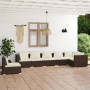 Set muebles de jardín 7 piezas y cojines ratán sintético marrón en Conjuntos de jardín | Comprar online en Foru.es