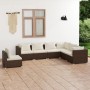 Set muebles de jardín 7 piezas y cojines ratán sintético marrón en Conjuntos de jardín | Comprar online en Foru.es