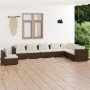 Set muebles de jardín 8 piezas y cojines ratán sintético marrón en Conjuntos de jardín | Comprar online en Foru.es