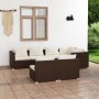 Set muebles de jardín 7 piezas y cojines ratán sintético marrón en Conjuntos de jardín | Comprar online en Foru.es