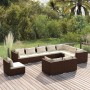 Set muebles de jardín 10 pzas y cojines ratán sintético marrón en Conjuntos de jardín | Comprar online en Foru.es