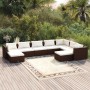 Set muebles de jardín 9 piezas y cojines ratán sintético marrón en Conjuntos de jardín | Comprar online en Foru.es