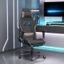 Silla gaming con reposapiés tela negro y gris taupe en Sillas gaming | Comprar online en Foru.es