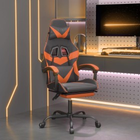 Silla gaming con reposapiés cuero sintético negro naranja en Sillas gaming | Comprar online en Foru.es
