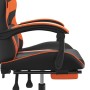 Silla gaming con reposapiés cuero sintético negro naranja en Sillas gaming | Comprar online en Foru.es