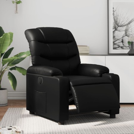 Sillón reclinable eléctrico de cuero sintético negro en Sillones | Comprar online en Foru.es