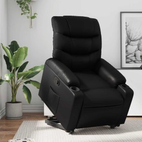 Sillón reclinable elevable cuero artificial negro en Sillones | Comprar online en Foru.es