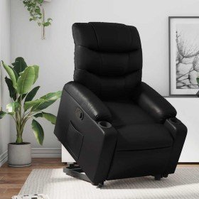 Sillón reclinable elevable cuero artificial negro en Sillones | Comprar online en Foru.es