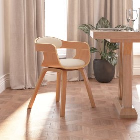 Silla de comedor de cuero sintético y madera curvada crema en Sillas de comedor | Comprar online en Foru.es