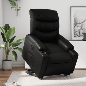 Sillón reclinable elevable eléctrico de cuero sintético negro en Sillones | Comprar online en Foru.es