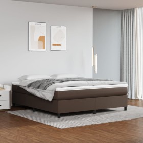 Cama box spring con colchón cuero sintético marrón 160x200 cm de vidaXL, Camas y somieres - Ref: Foro24-3144617, Precio: 470,...