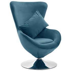 Sillón huevo giratorio con cojín terciopelo azul en Sillones | Comprar online en Foru.es