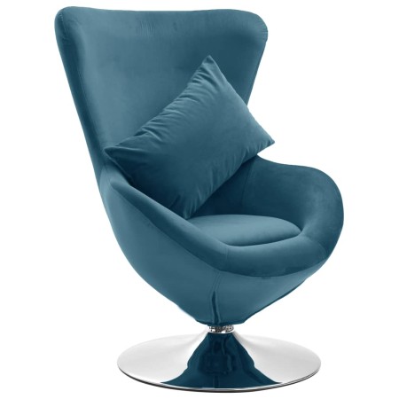 Sillón huevo giratorio con cojín terciopelo azul en Sillones | Comprar online en Foru.es