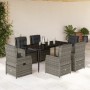 Set comedor jardín 7 pzas y cojines ratán sintético gris en Conjuntos de jardín | Comprar online en Foru.es