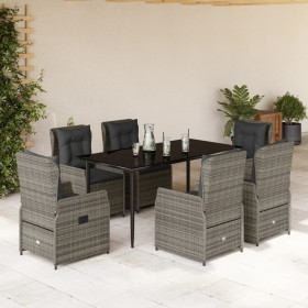 Set comedor jardín 7 pzas y cojines ratán sintético gris en Conjuntos de jardín | Comprar online en Foru.es