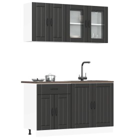 Conjunto de armarios de cocina "Lucca" de 4 piezas de madera de ingeniería negra en Armarios de cocina | Comprar online en Foru.