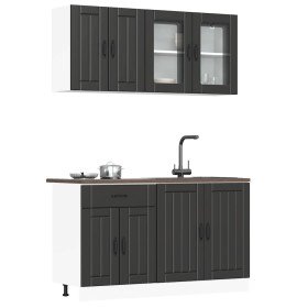 Conjunto de armarios de cocina "Lucca" de 4 piezas de madera de ingeniería negra en Armarios de cocina | Comprar online en Foru.