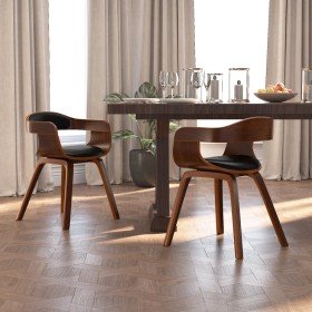 Sillas de comedor 2 uds madera curvada y cuero sintético negro en Sillas de comedor | Comprar online en Foru.es