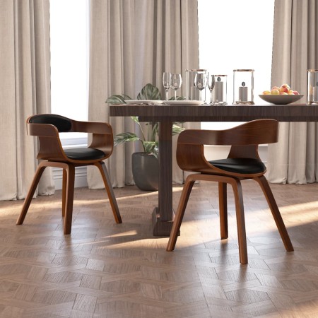 Sillas de comedor 2 uds madera curvada y cuero sintético negro en Sillas de comedor | Comprar online en Foru.es