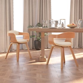 Sillas de comedor 2 uds madera curvada y cuero sintético crema en Sillas de comedor | Comprar online en Foru.es