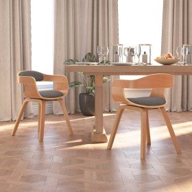Silla de comedor 2 uds madera curvada y tela gris claro en Sillas de comedor | Comprar online en Foru.es