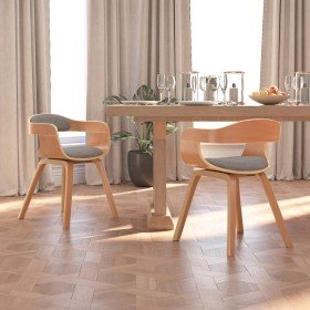 Sillas de comedor 2 uds madera curvada y tela gris taupe en Sillas de comedor | Comprar online en Foru.es