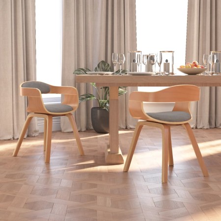 Sillas de comedor 2 uds madera curvada y tela gris taupe en Sillas de comedor | Comprar online en Foru.es
