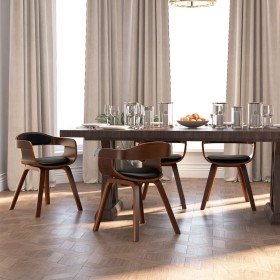 Sillas de comedor 4 uds madera curvada y cuero sintético negro en Sillas de comedor | Comprar online en Foru.es