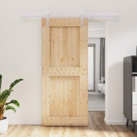 Puerta corredera con herrajes madera maciza de pino 90x210 cm de vidaXL, Puertas - Ref: Foro24-3203035, Precio: 206,01 €, Des...